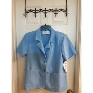 Bend Over Blazer, Women XL Baby Blue Occupational Short Slv Casual